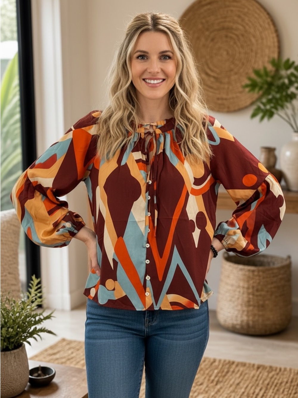 NWOT August Sky Women's Blouse Oversized Medium